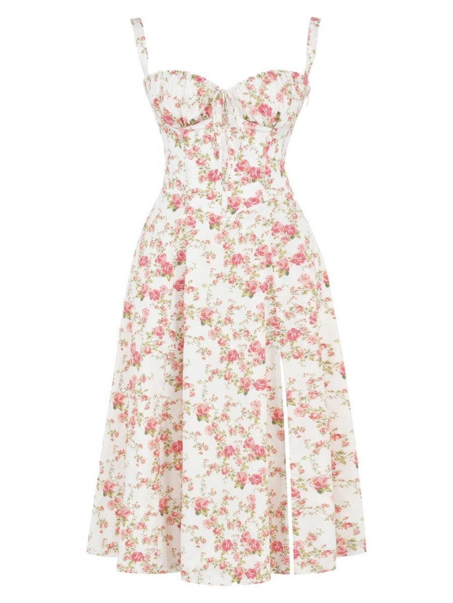 Floral Bustier Midriff Design Shaper Dress-Cozy Knit Sets