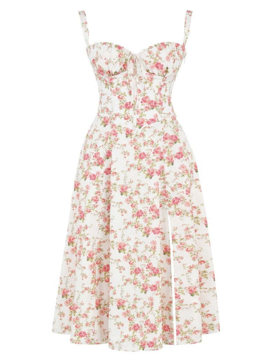 Floral Bustier Midriff Design Shaper Dress-Cozy Knit Sets