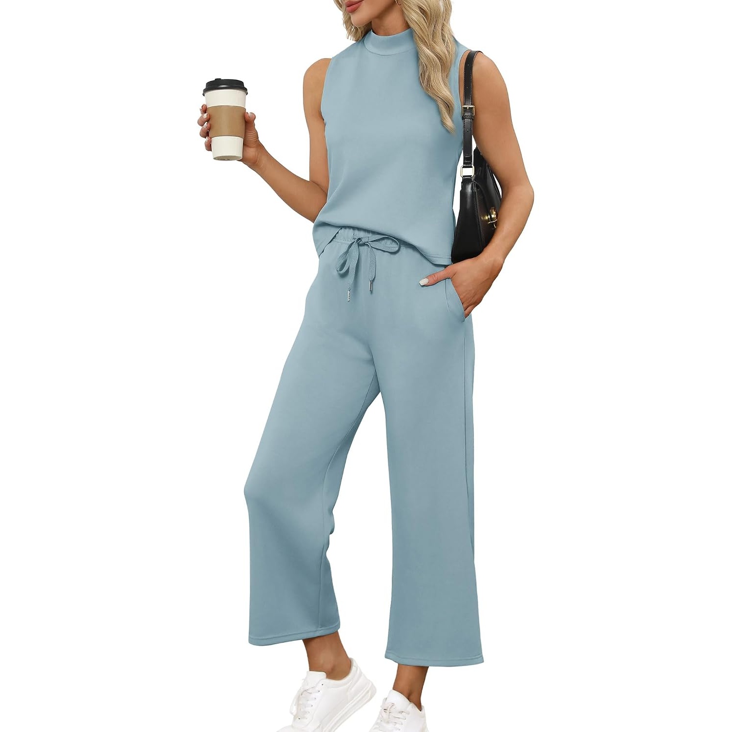 Vacation Two Piece Outfit Wide Leg Pants