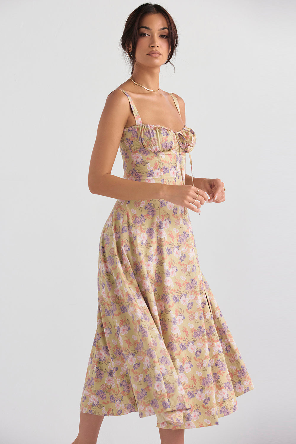 Floral Bustier Midriff Design Shaper Dress-Cozy Knit Sets