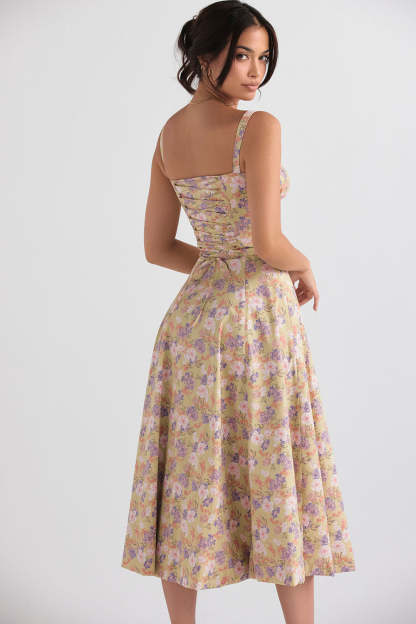 Floral Bustier Midriff Design Shaper Dress-Cozy Knit Sets