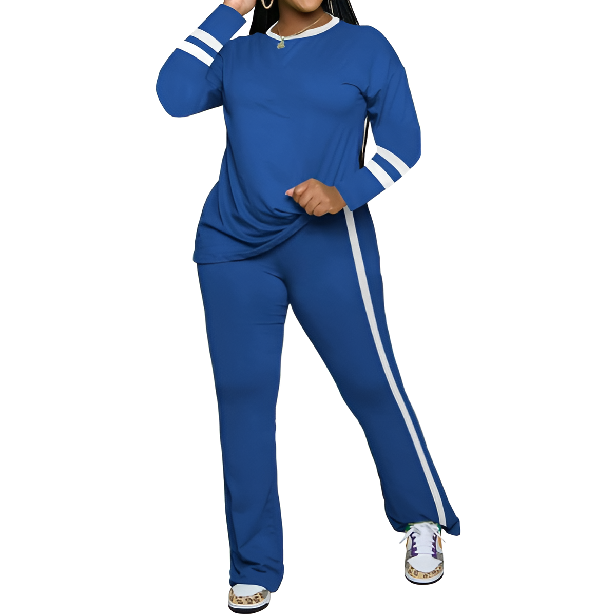 Two Piece Lounge Sets For Women With Long Sleeve Casual Top And Flare Pants