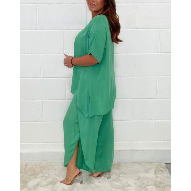 2 Piece Floaty Sleeved Trouser Set-Cozy Knit Sets