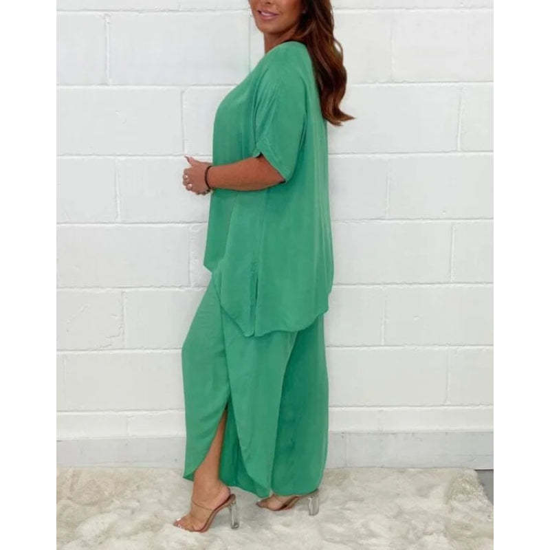 2 Piece Floaty Sleeved Trouser Set-Cozy Knit Sets