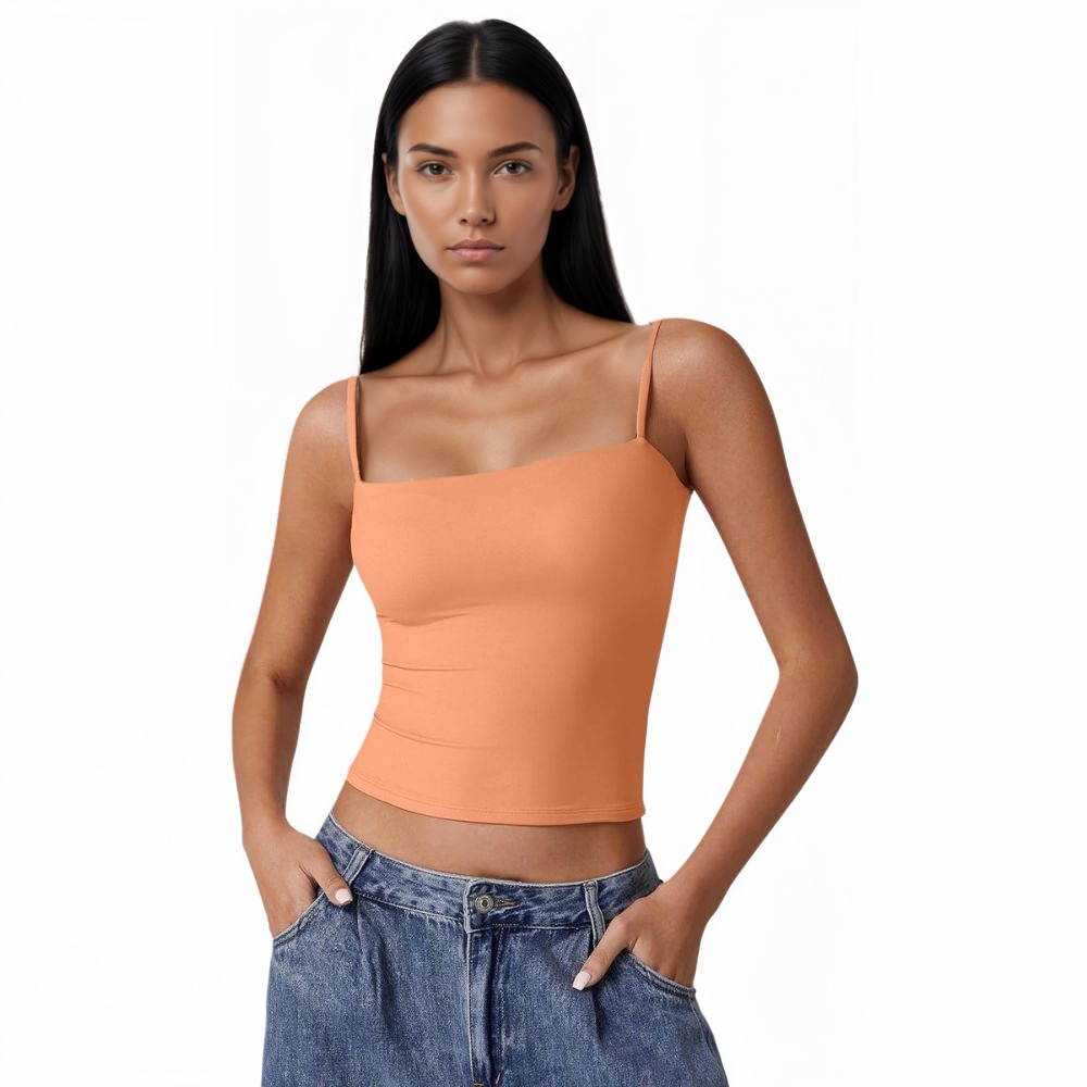 Double Lined Basic Tank Top Adjustable Spaghetti Straps Sleeveless