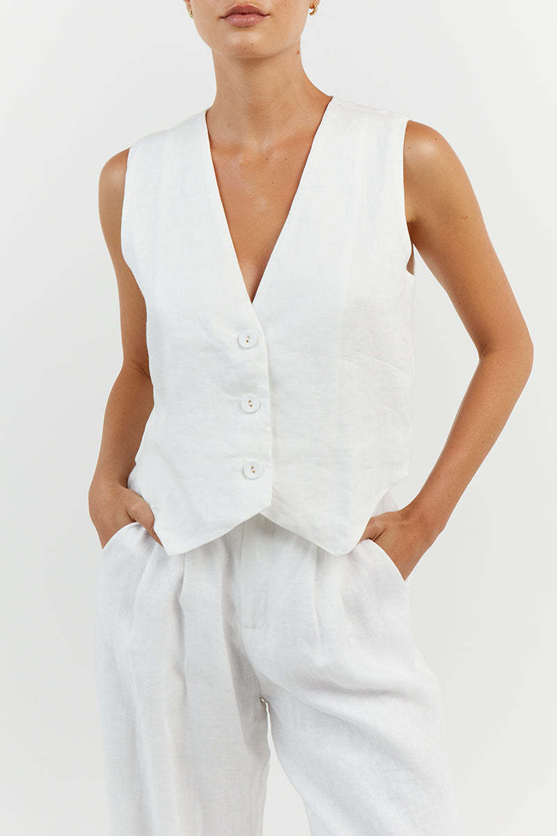 Sleeveless Linen Vest Pant Set-Cozy Knit Sets