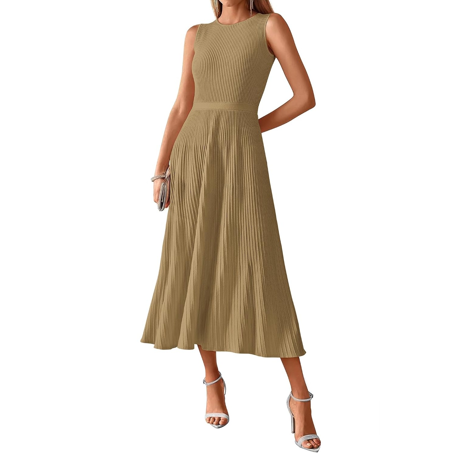 Casual Midi Sleeveless Pleated Dress For Women