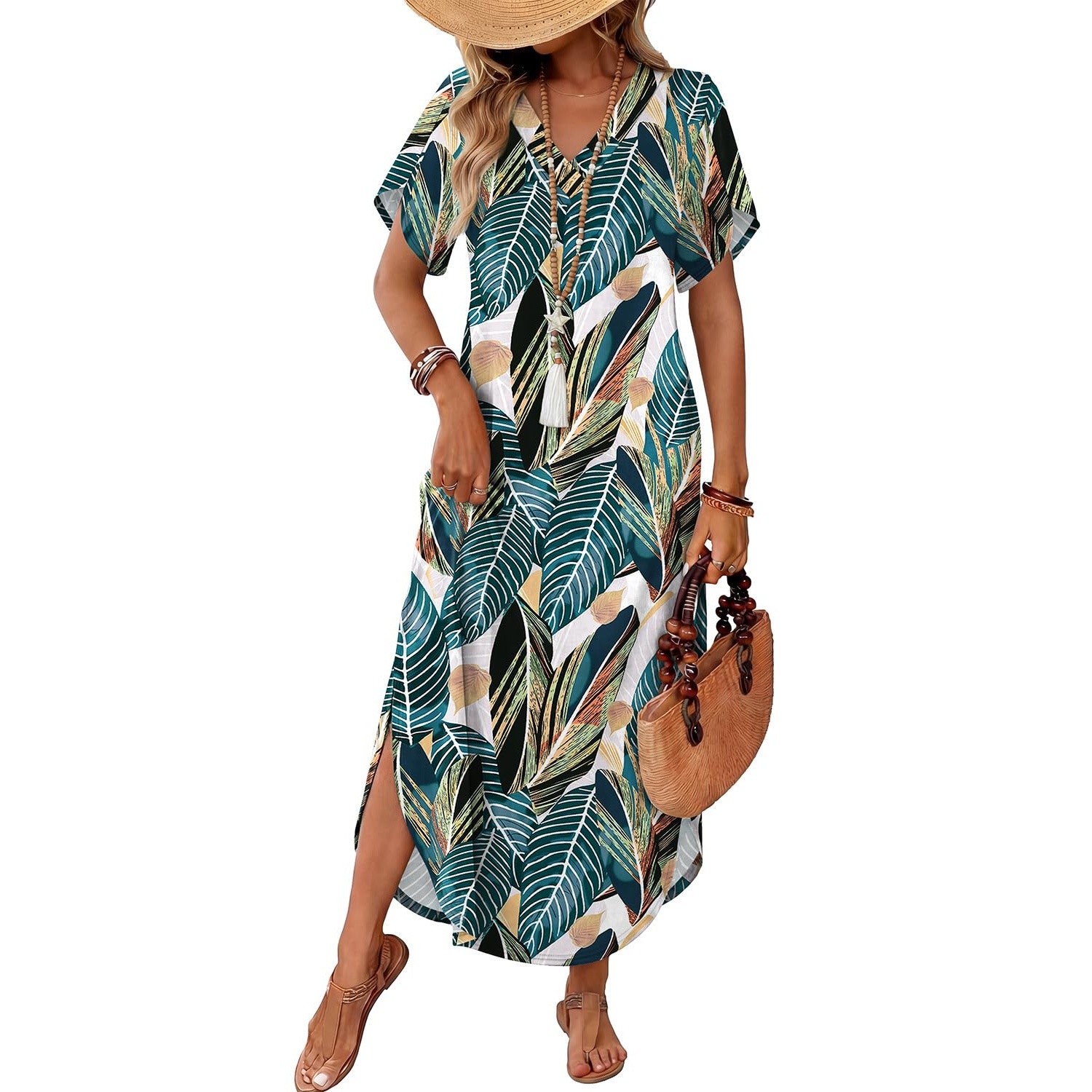 Summer Sundress Casual Short Sleeve Maxi Dress For Women