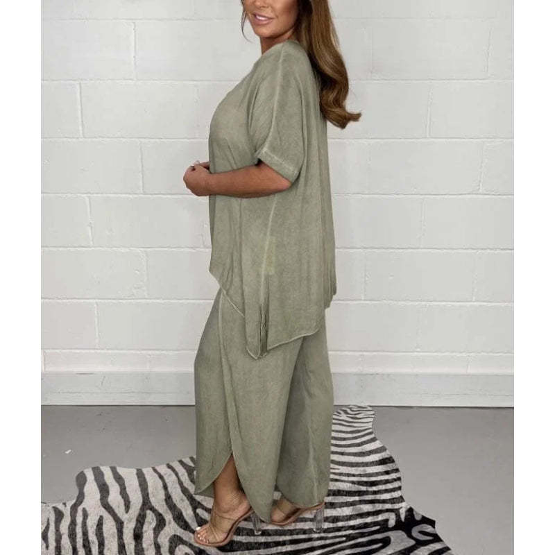 2 Piece Floaty Sleeved Trouser Set-Cozy Knit Sets