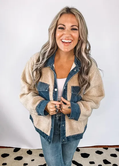 Denim Trim Fleece Jacket