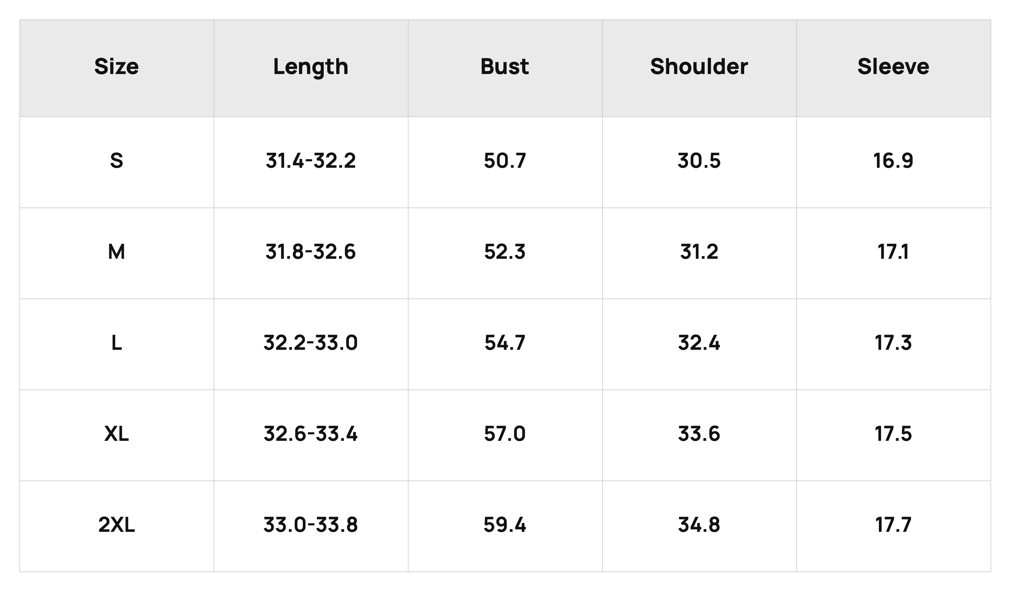Size Chart