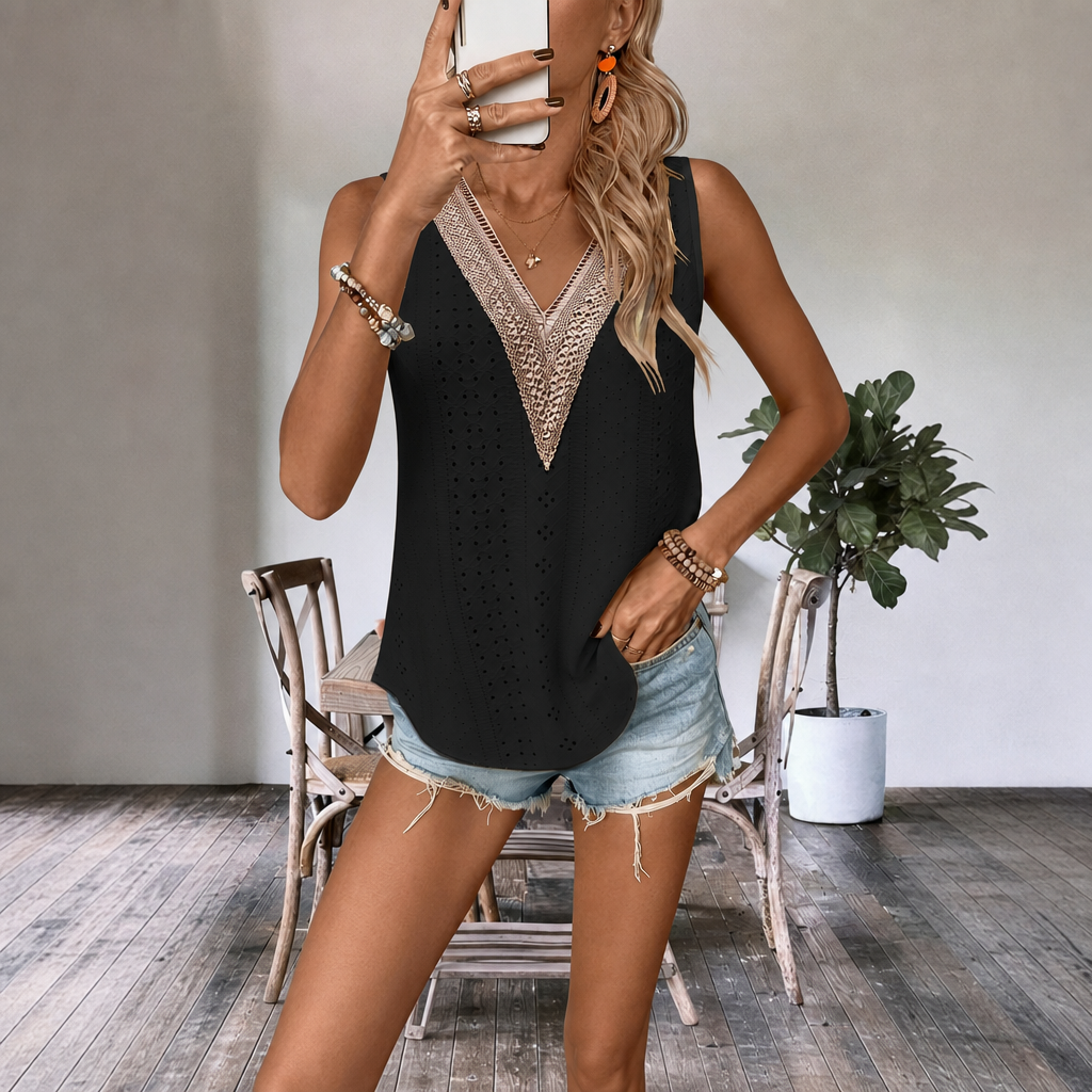 Casual Sleeveless Embroidered Patchwork Fashion Vest For Women
