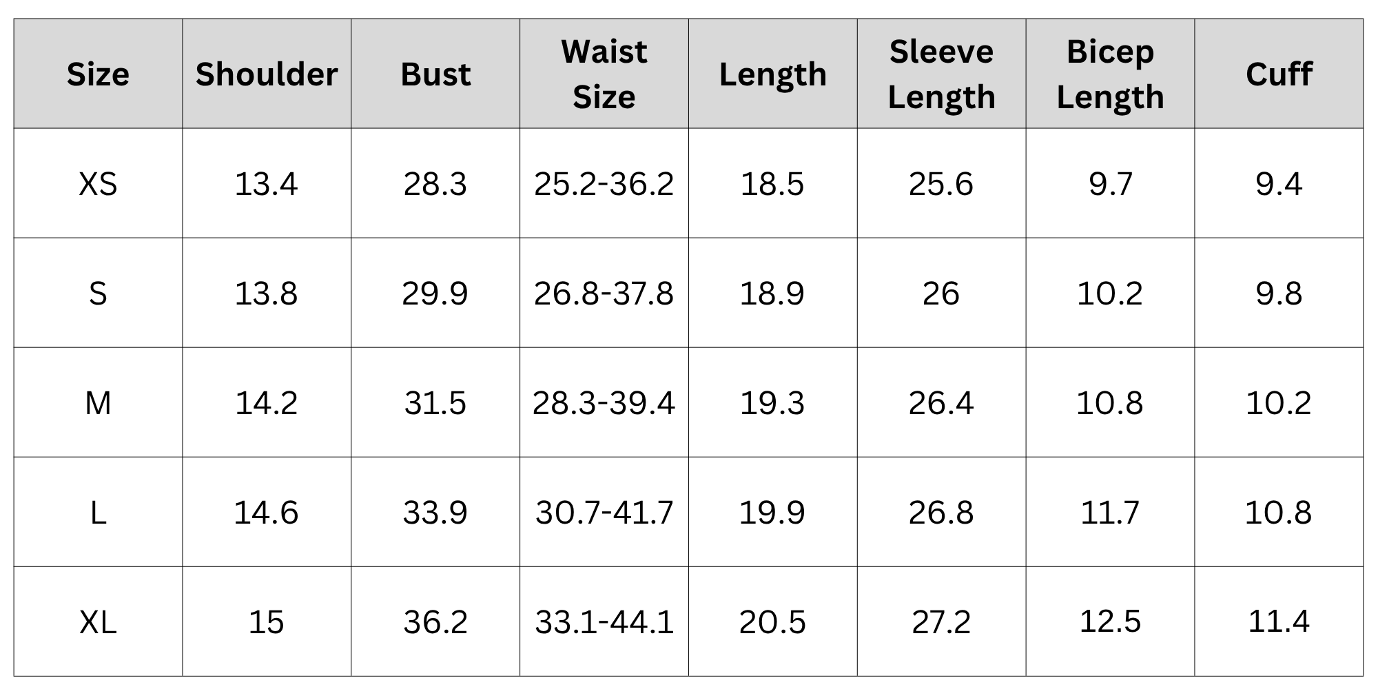 Size Chart