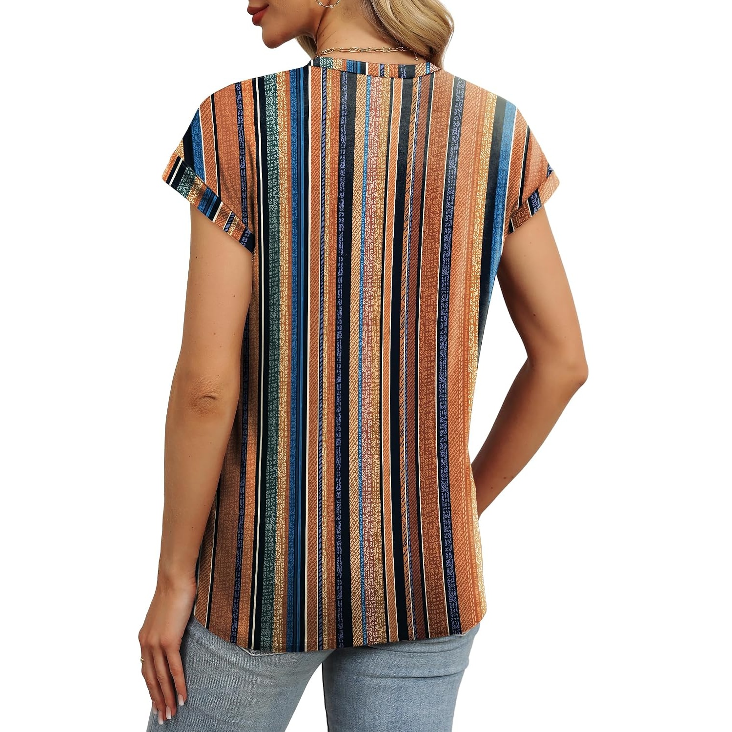 Summer Short Sleeve Crew Tunic T Shirts  For Women