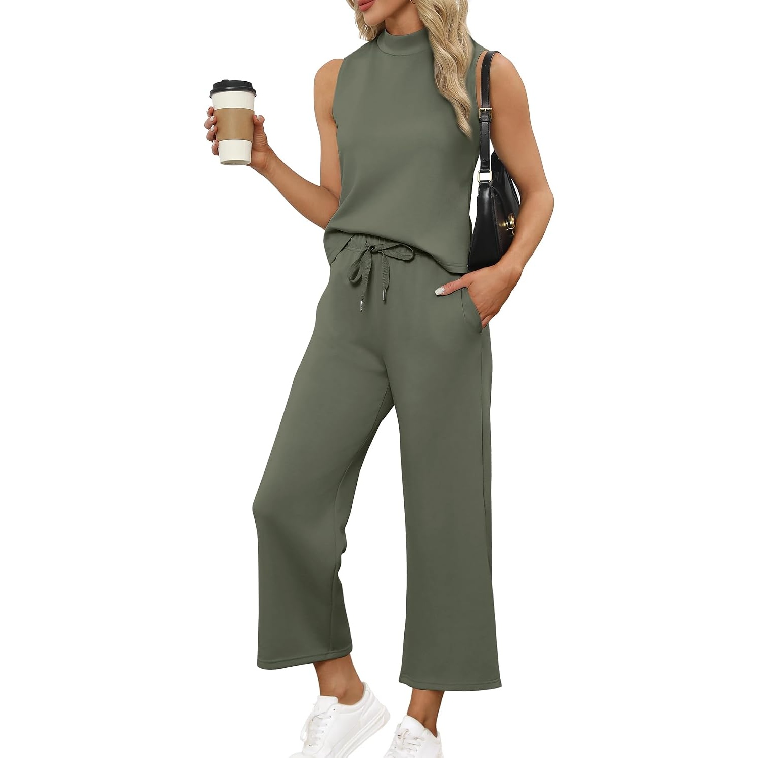 Vacation Two Piece Outfit Wide Leg Pants