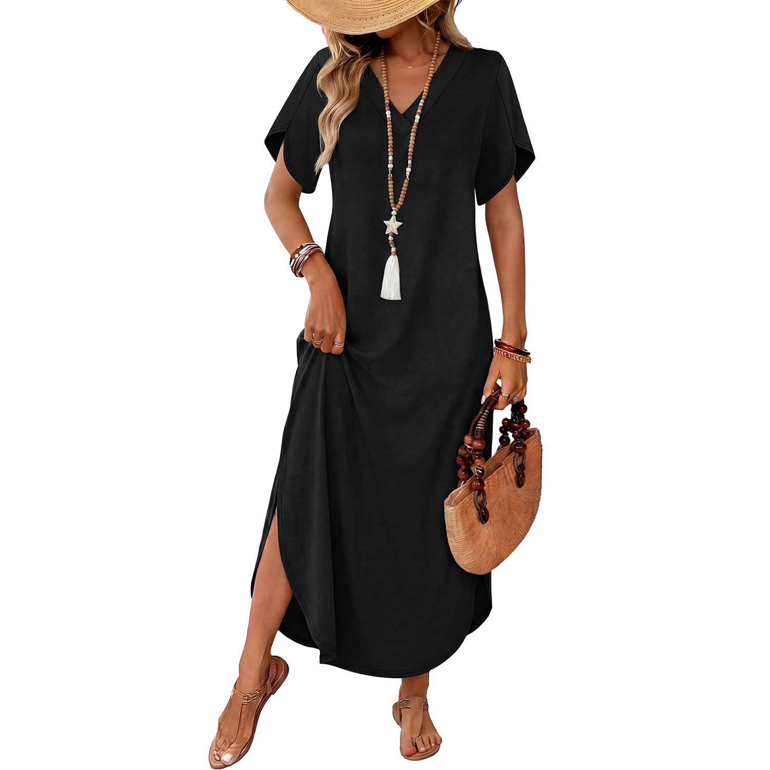 Summer Sundress Casual Short Sleeve Maxi Dress For Women