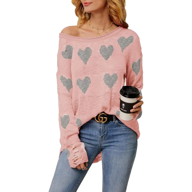 Cordate Printed Oversized Sweaters