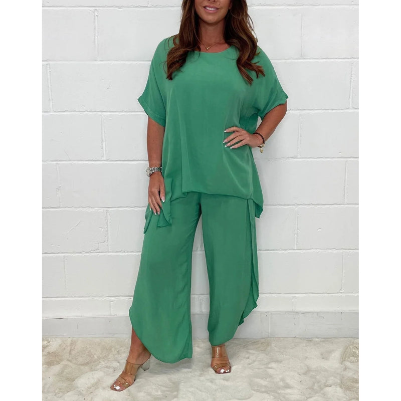 2 Piece Floaty Sleeved Trouser Set-Cozy Knit Sets