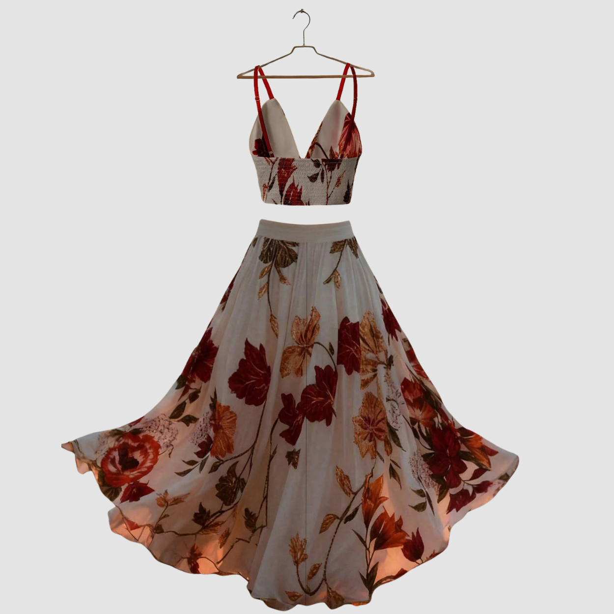 2 Piece Floral Camisole And Mini Skirt For Women