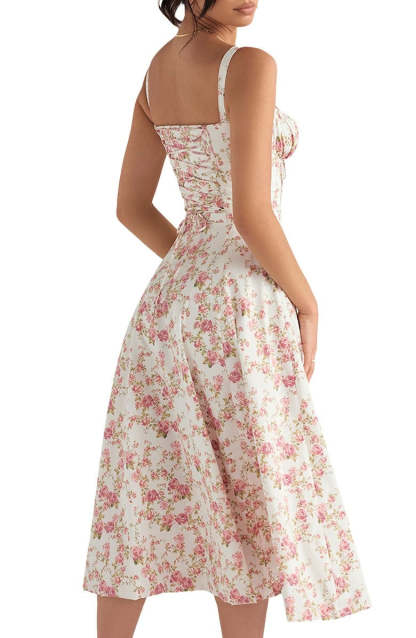 Floral Bustier Midriff Design Shaper Dress-Cozy Knit Sets