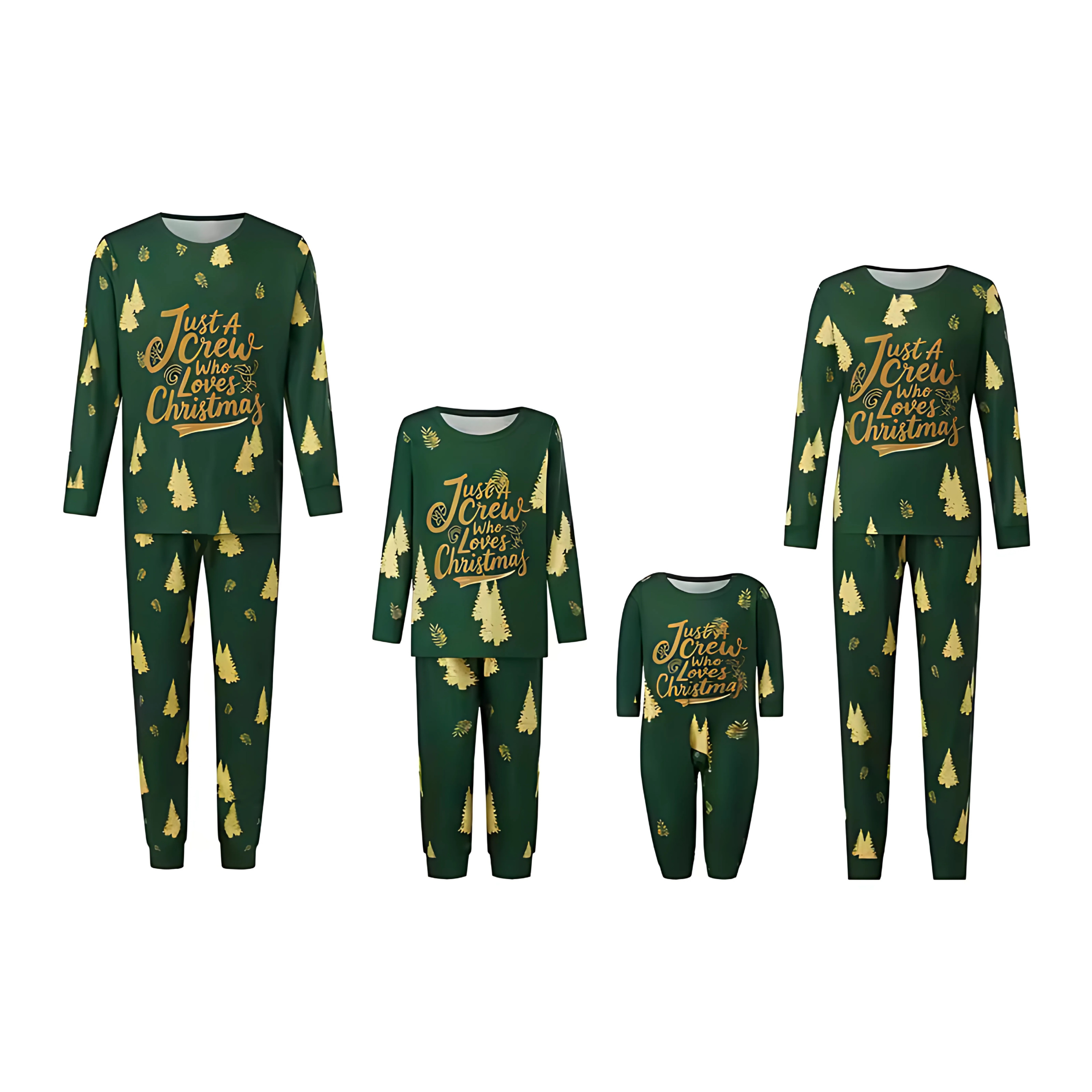Green and Golden Tree Print Family Matching Pajama Sets