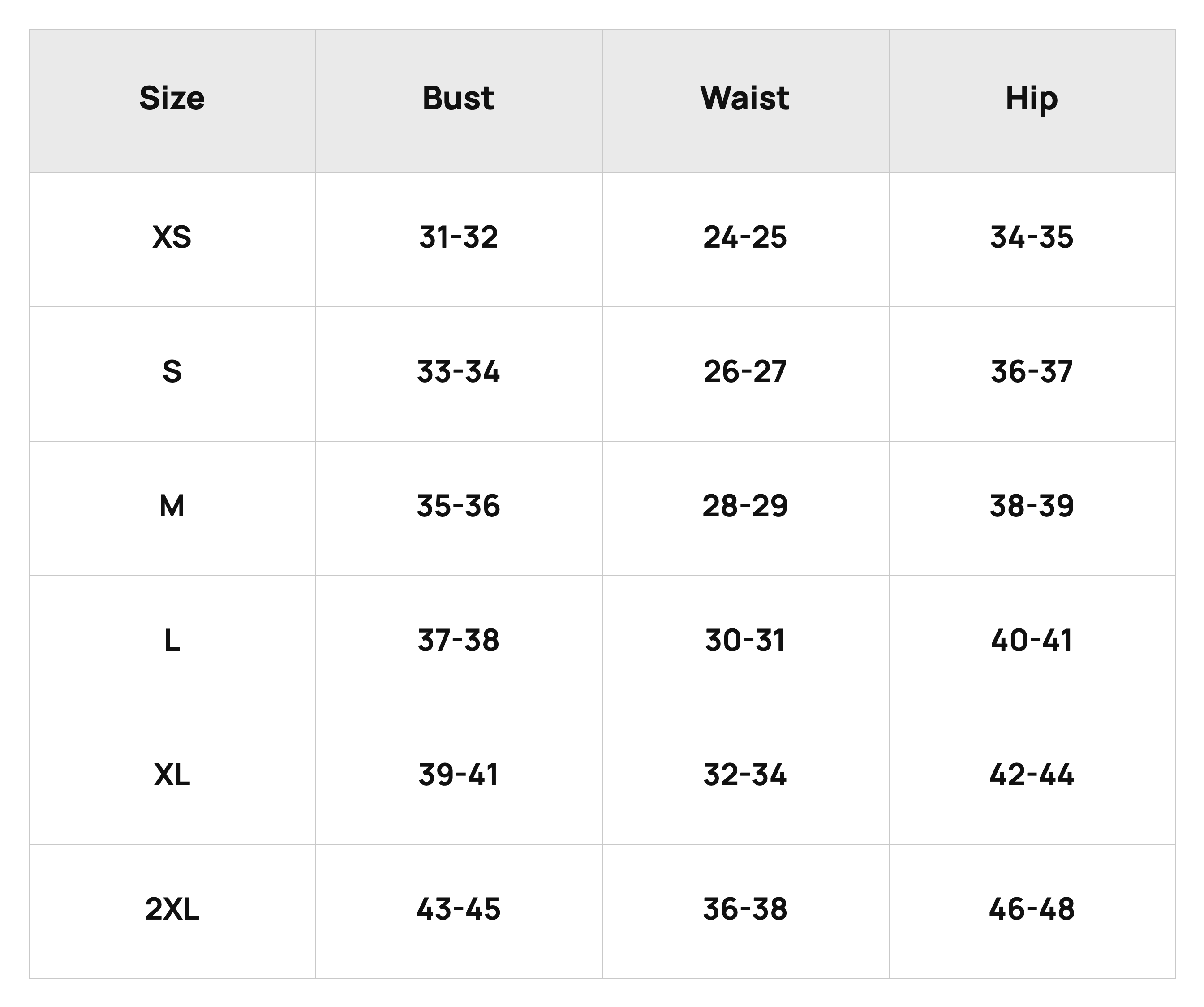 Size Chart