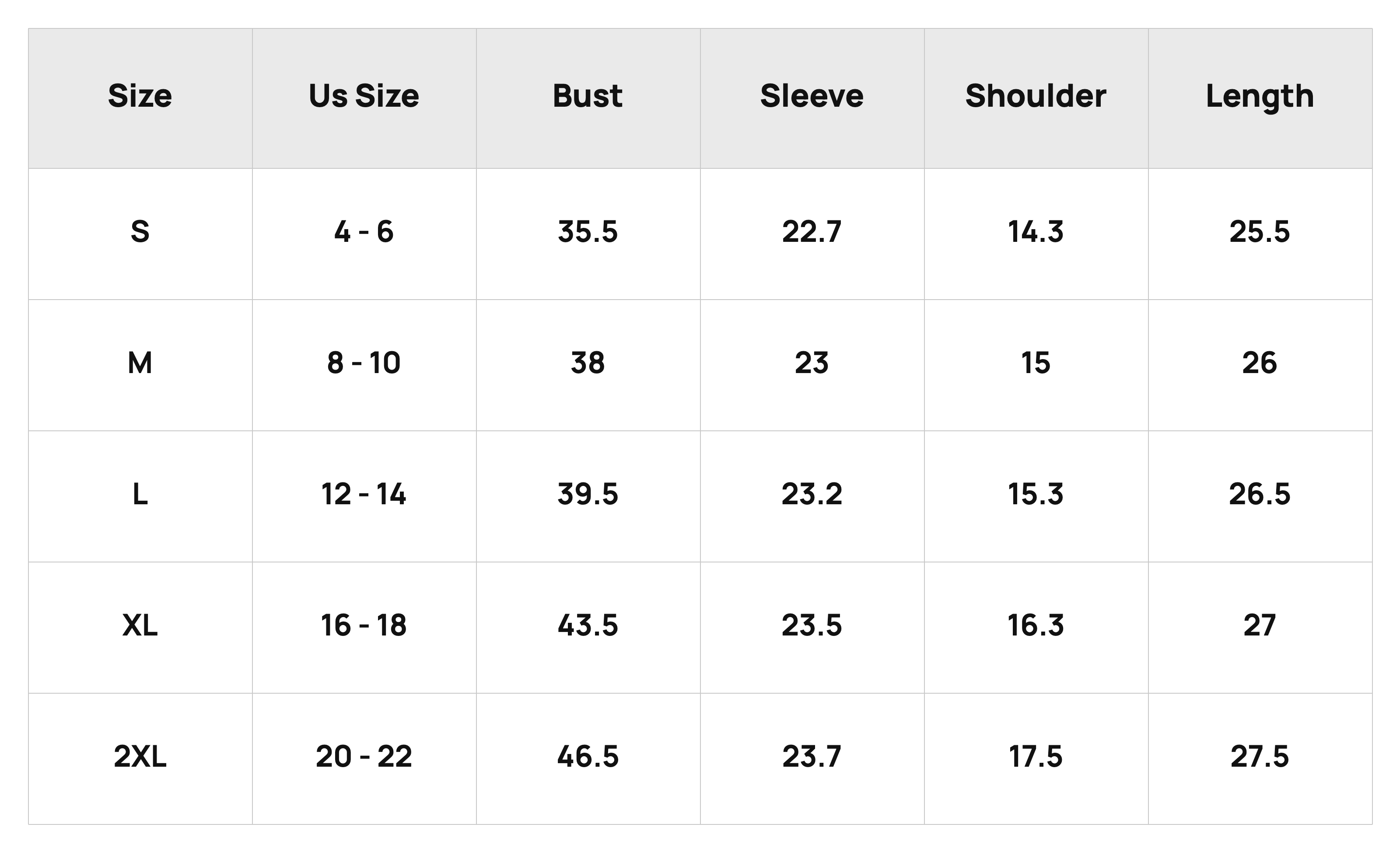 Size Chart