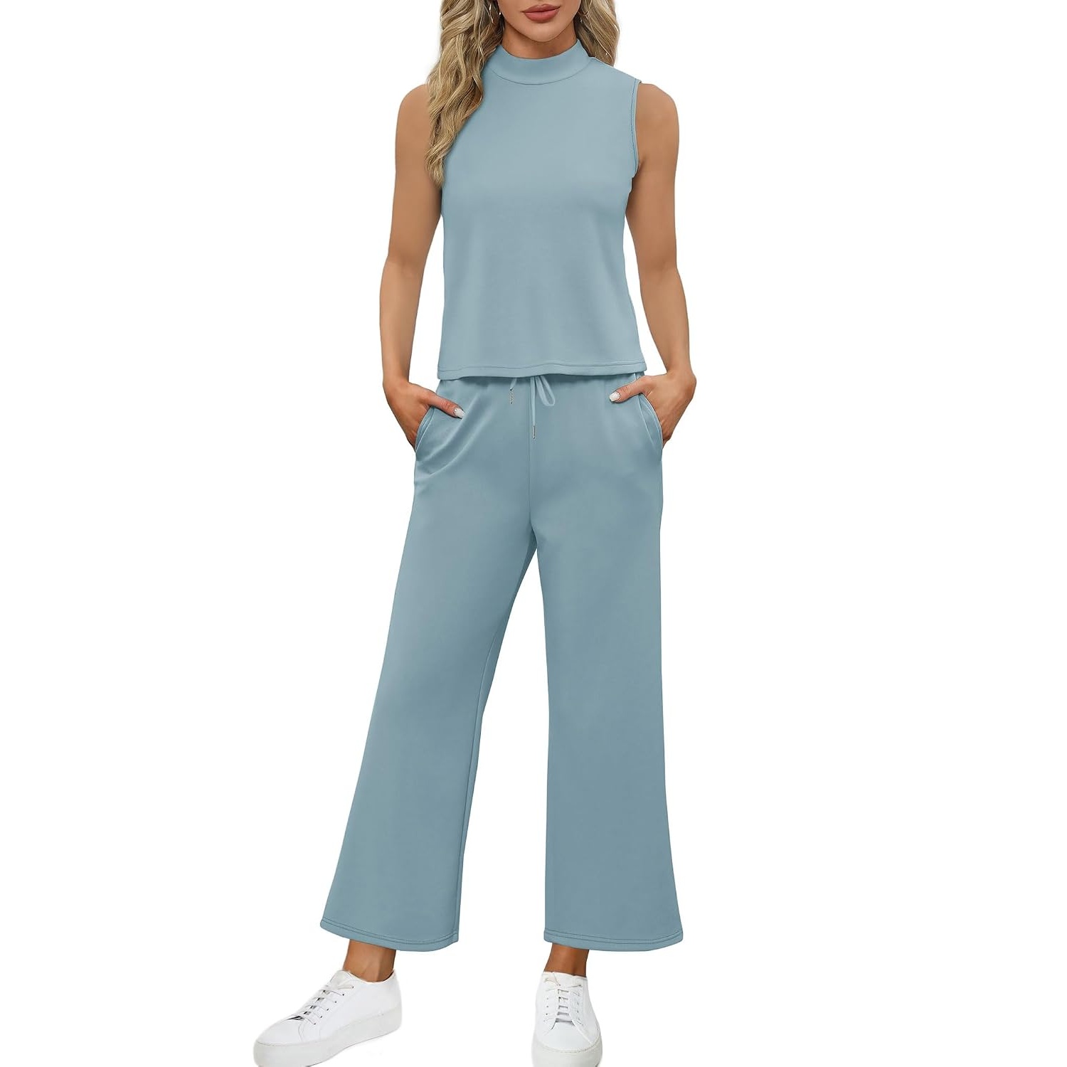Vacation Two Piece Outfit Wide Leg Pants