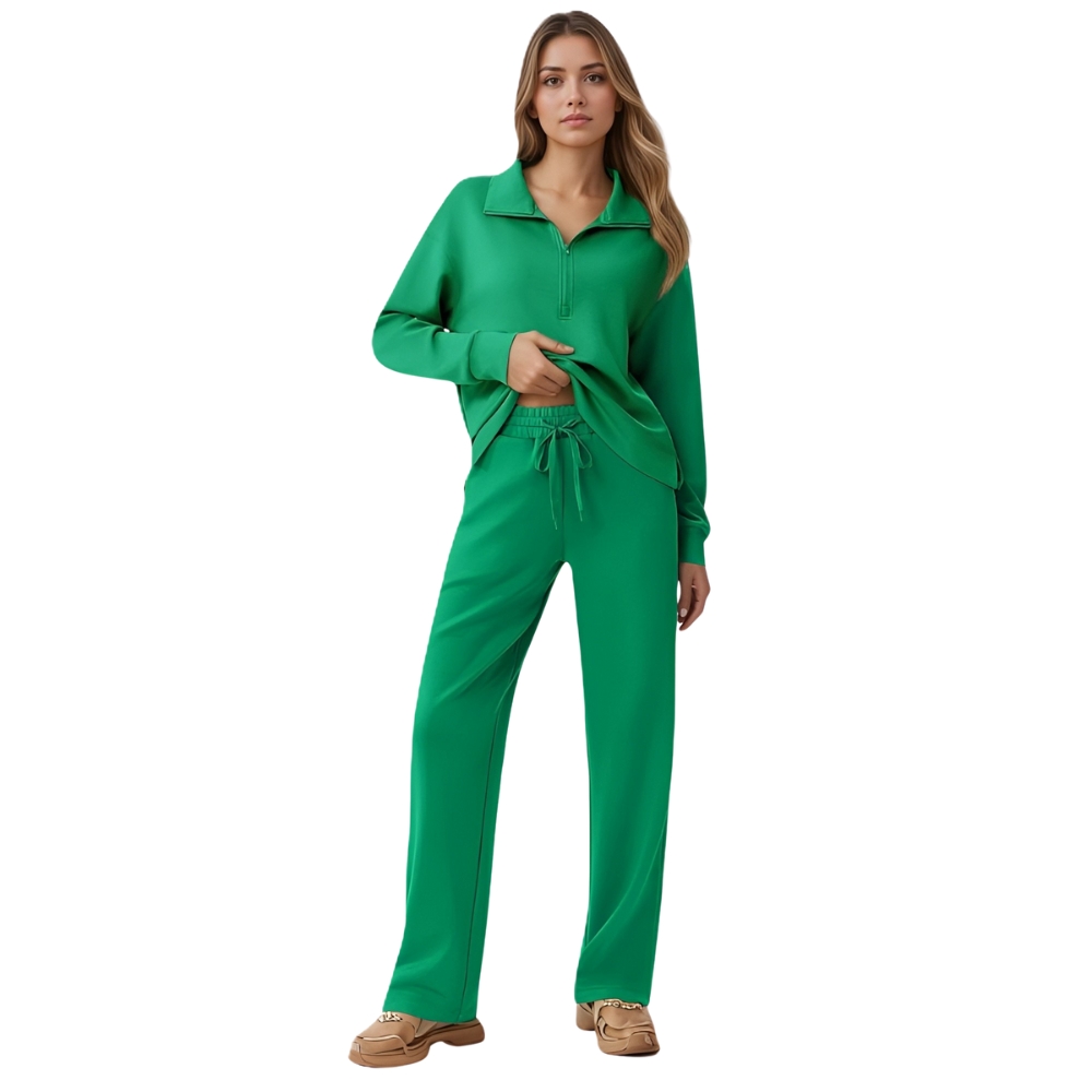 Two Piece Half Zip Sweatsuit With Loose Fit Outfit For Women