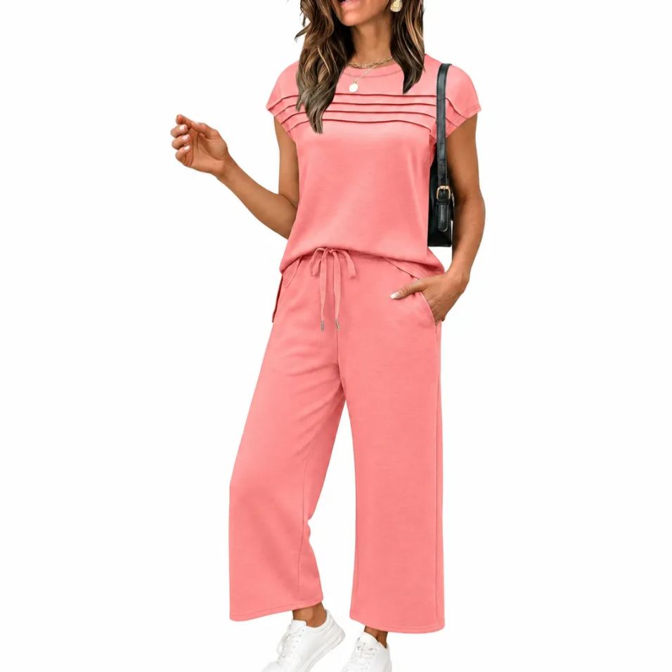 Womens Summer Spring Cap Sleeve Lounge Matching Sets