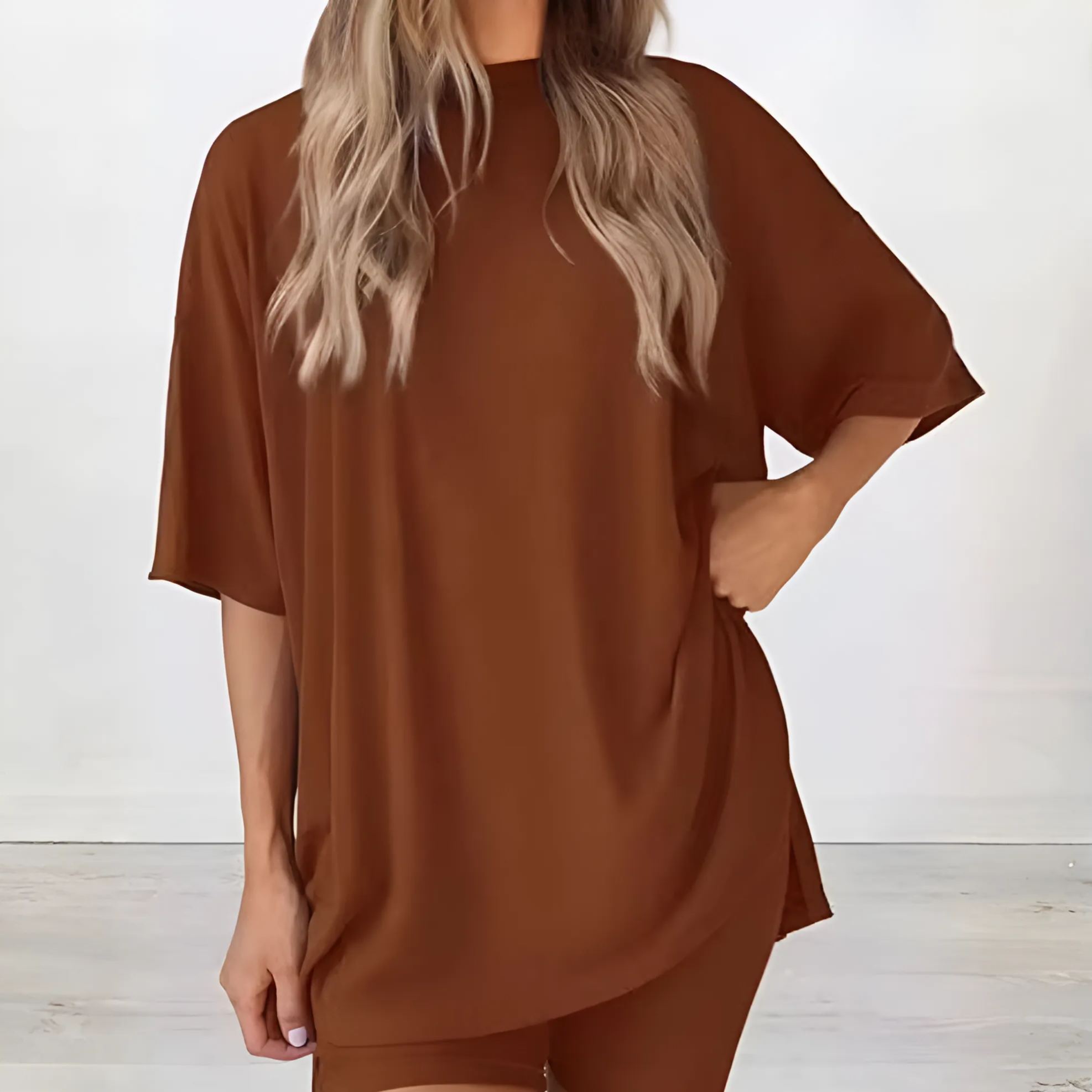 Two Piece Oversized Casual Lounge Set With Side Pockets For Women