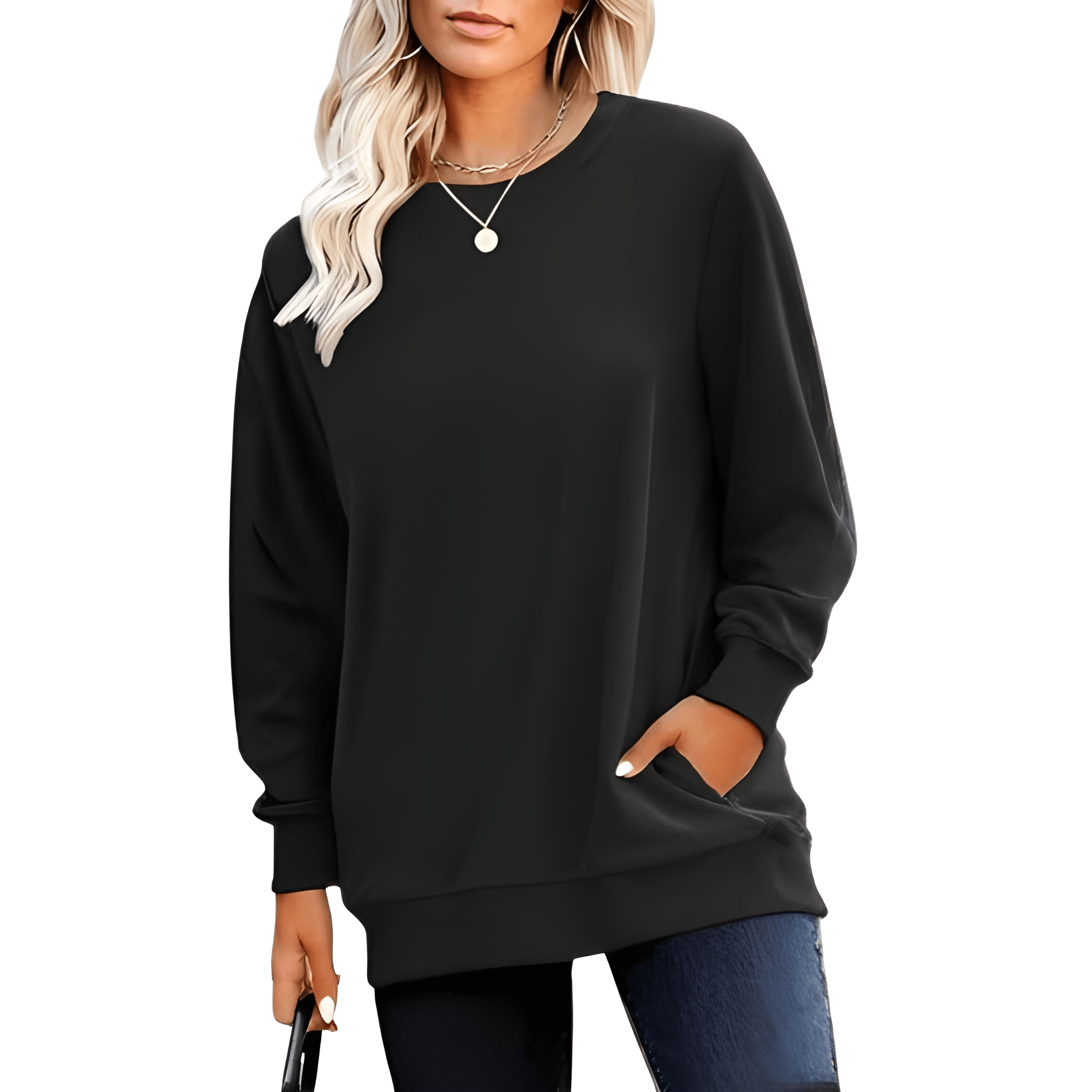 Plain Sweatshirt For Women With Pockets For Casual Style