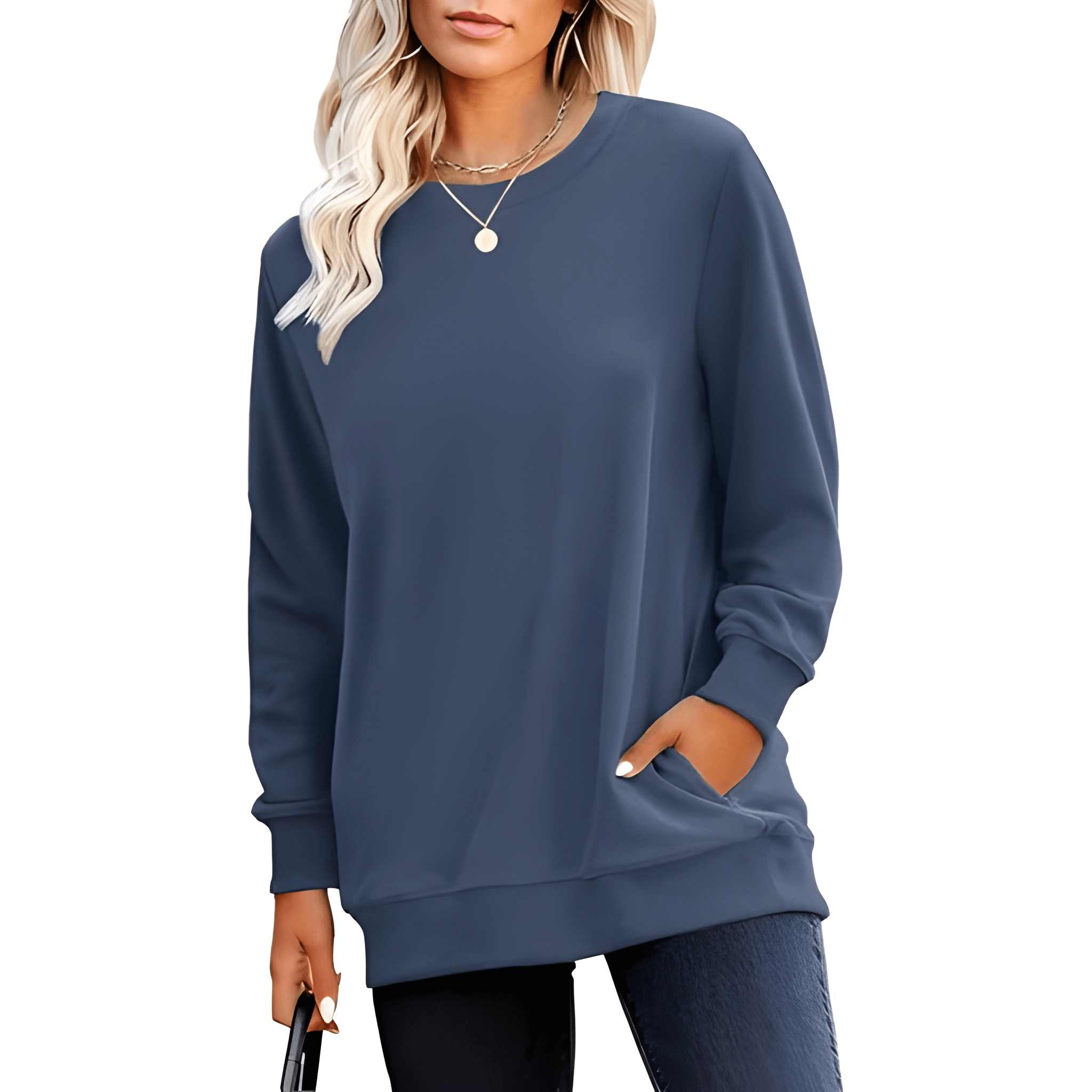 Plain Sweatshirt For Women With Pockets For Casual Style
