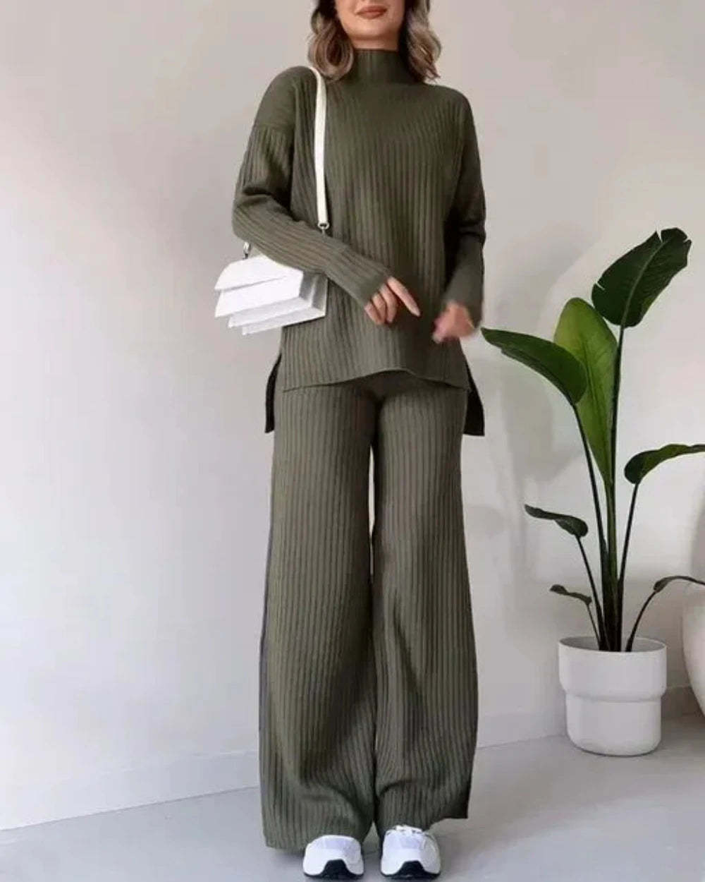 Two Piece Cozy Knit Sweater And Pants Set-Cozy Knit Sets