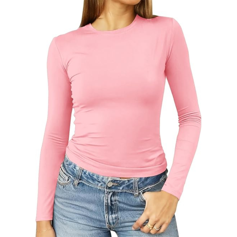 Women’s Trendy Long Sleeve Crop Top Tight Fit Casual Wear