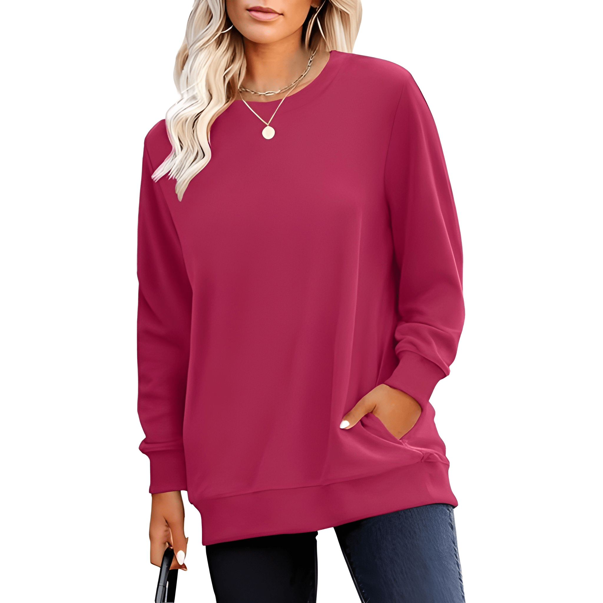 Plain Sweatshirt For Women With Pockets For Casual Style