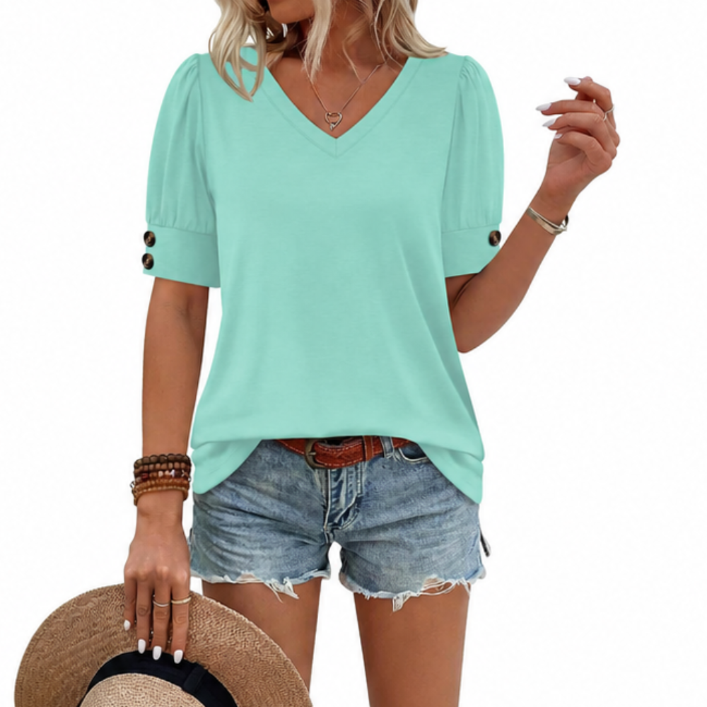 Casual Loose Fit Short Sleeve Shirt For Women
