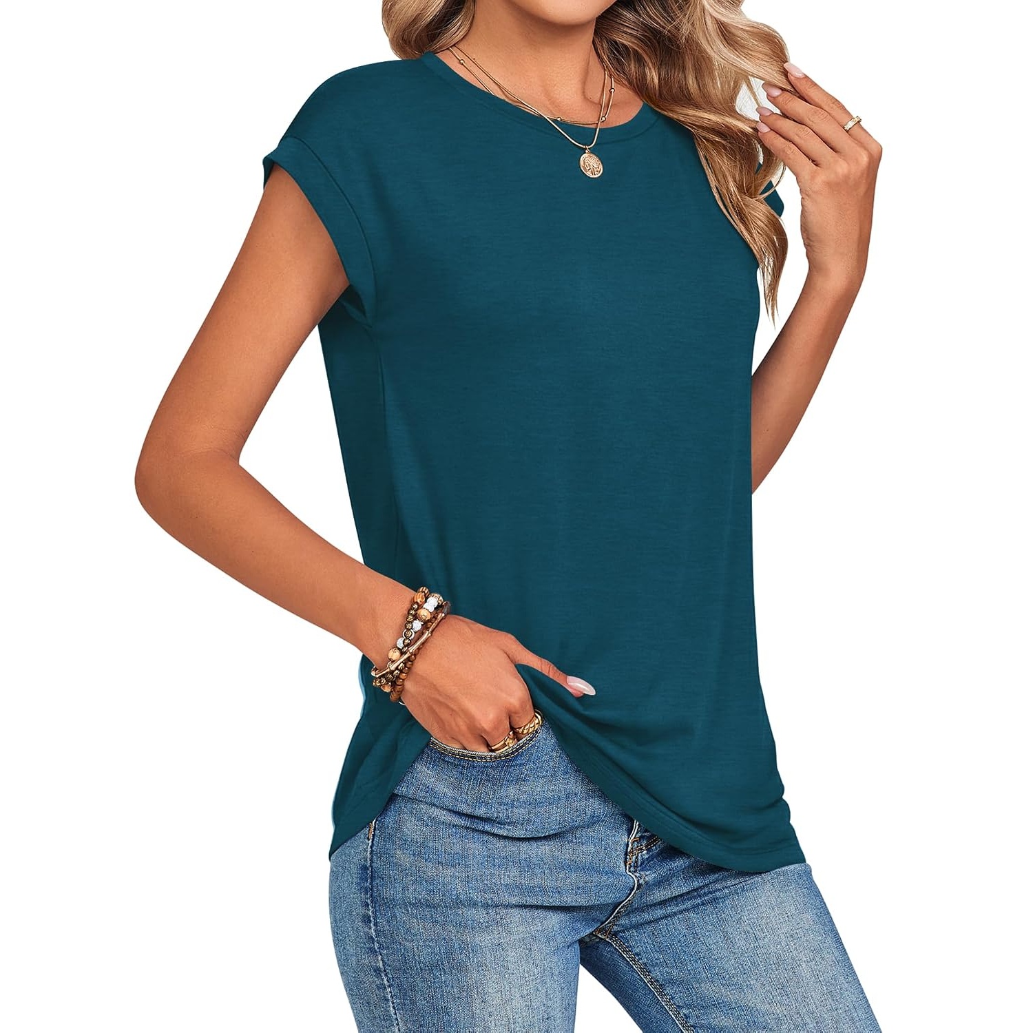 Casual Summer Sleeve Cap Sleeve Shirts For Women