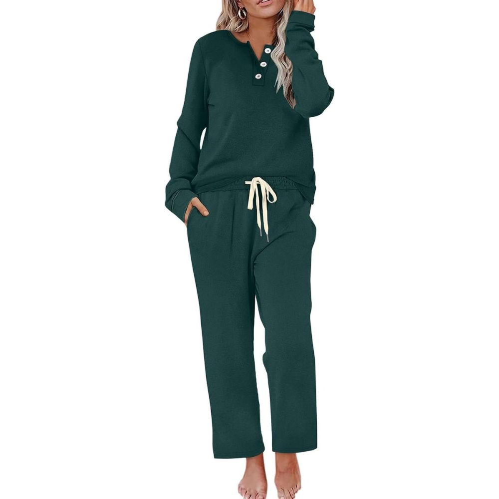 Lounge Sets for Women Two Piece - Button Down Sweatsuit Sweatpant with Pockets
