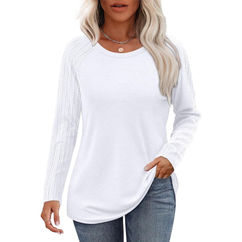 Long Sleeve Shirts for Women's Crewneck Oversized Sweatshirt Tunic Tops