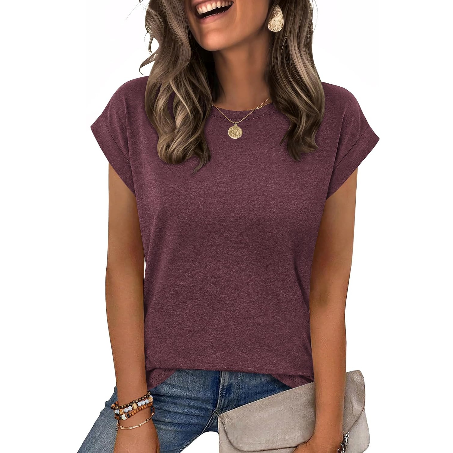 Casual Summer Sleeve Cap Sleeve Shirts For Women