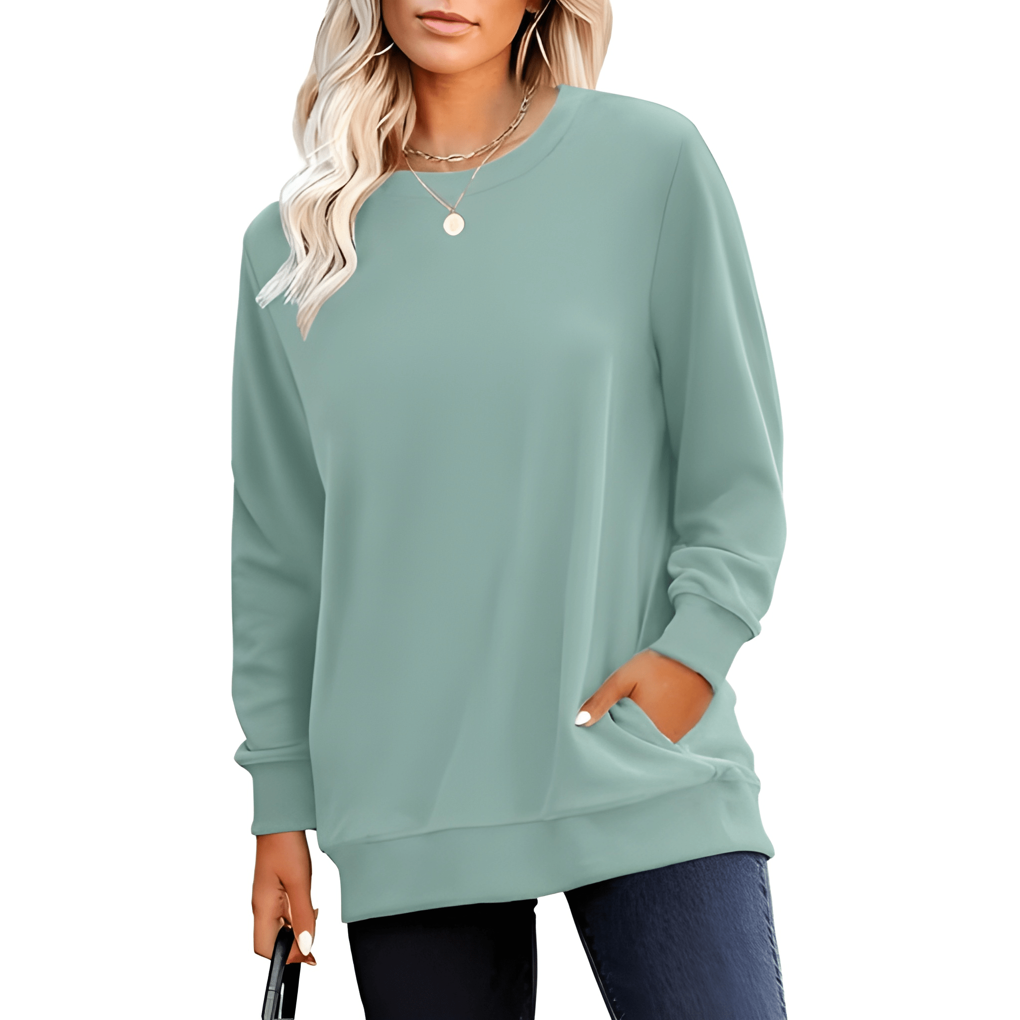 Plain Sweatshirt For Women With Pockets For Casual Style