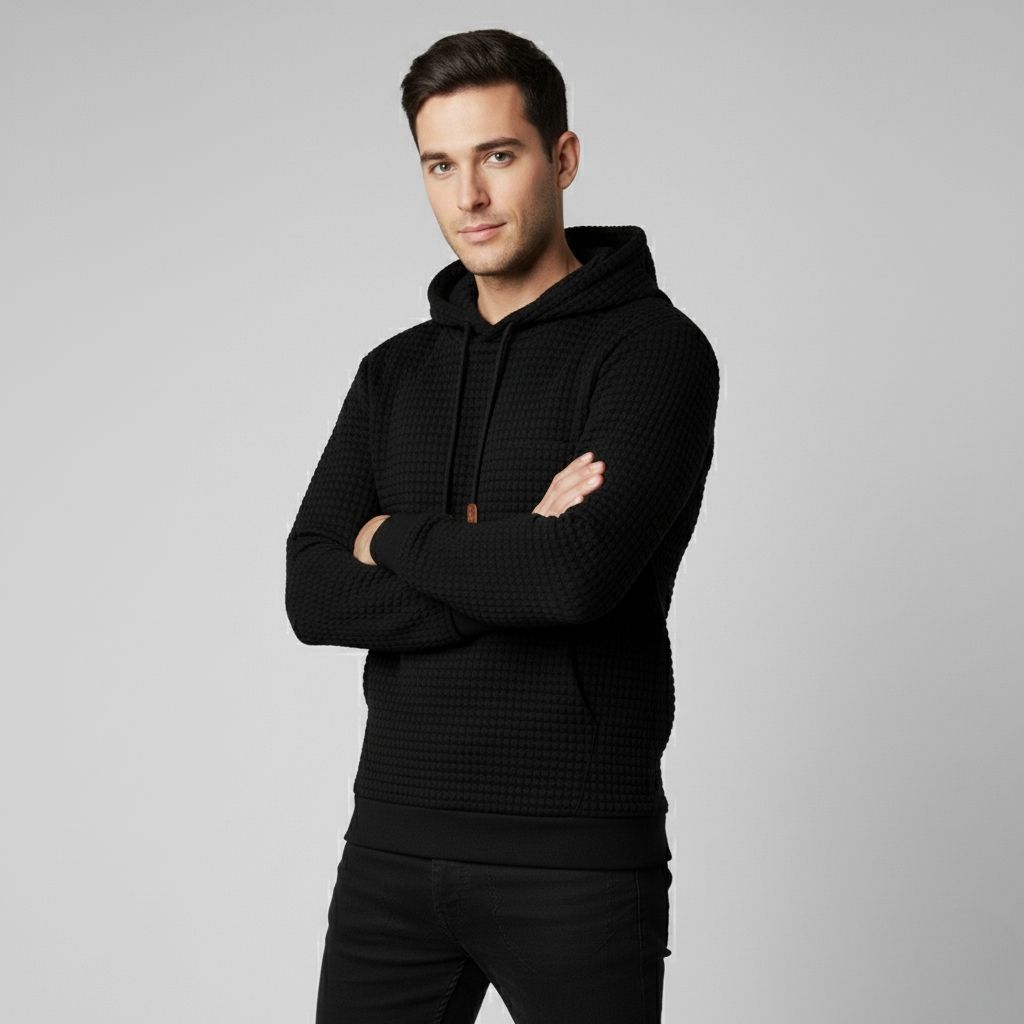 Long Sleeve Pullover Patchwork Plaid Jacquard Hoodie