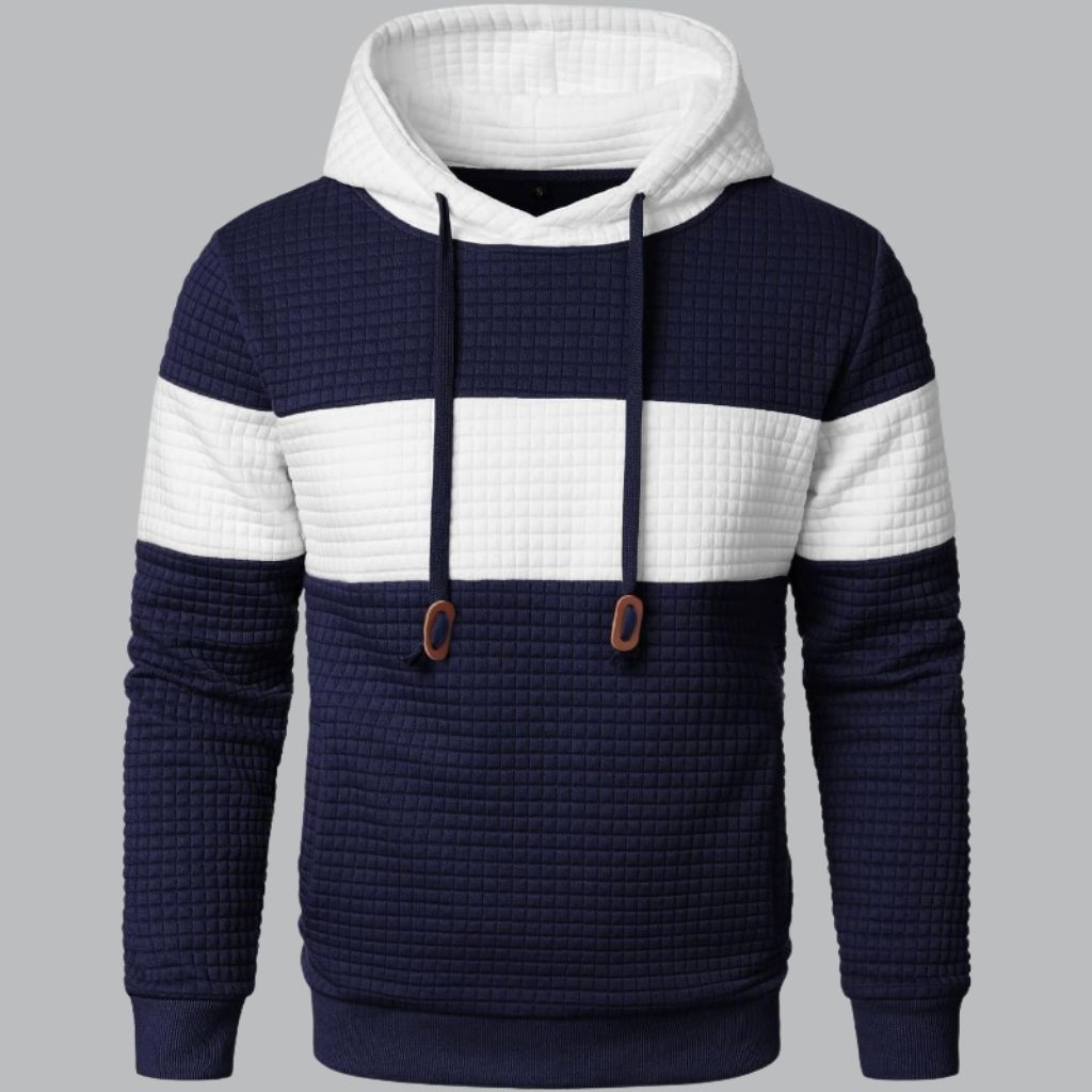 Long Sleeve Pullover Patchwork Plaid Jacquard Hoodie