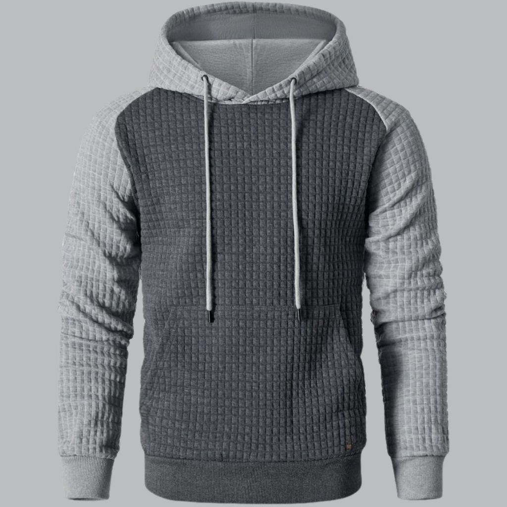 Long Sleeve Pullover Patchwork Plaid Jacquard Hoodie