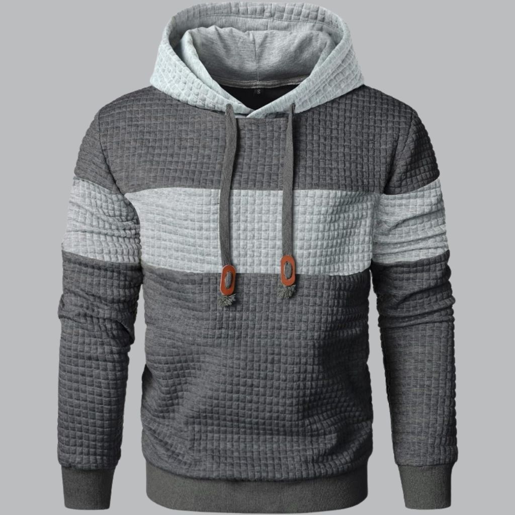 Long Sleeve Pullover Patchwork Plaid Jacquard Hoodie