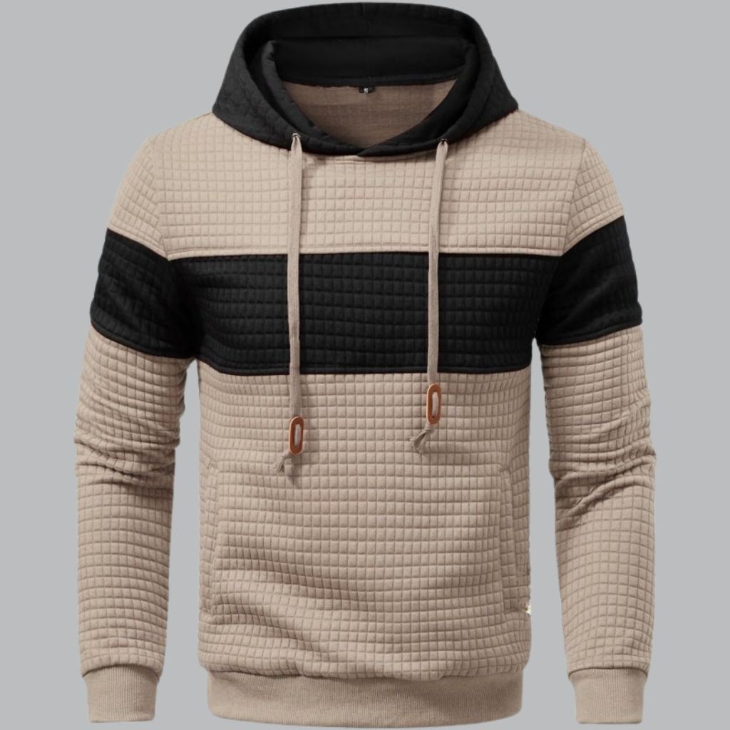 Long Sleeve Pullover Patchwork Plaid Jacquard Hoodie