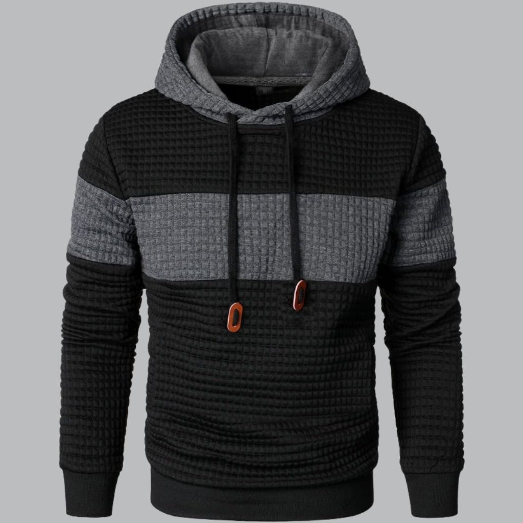 Long Sleeve Pullover Patchwork Plaid Jacquard Hoodie