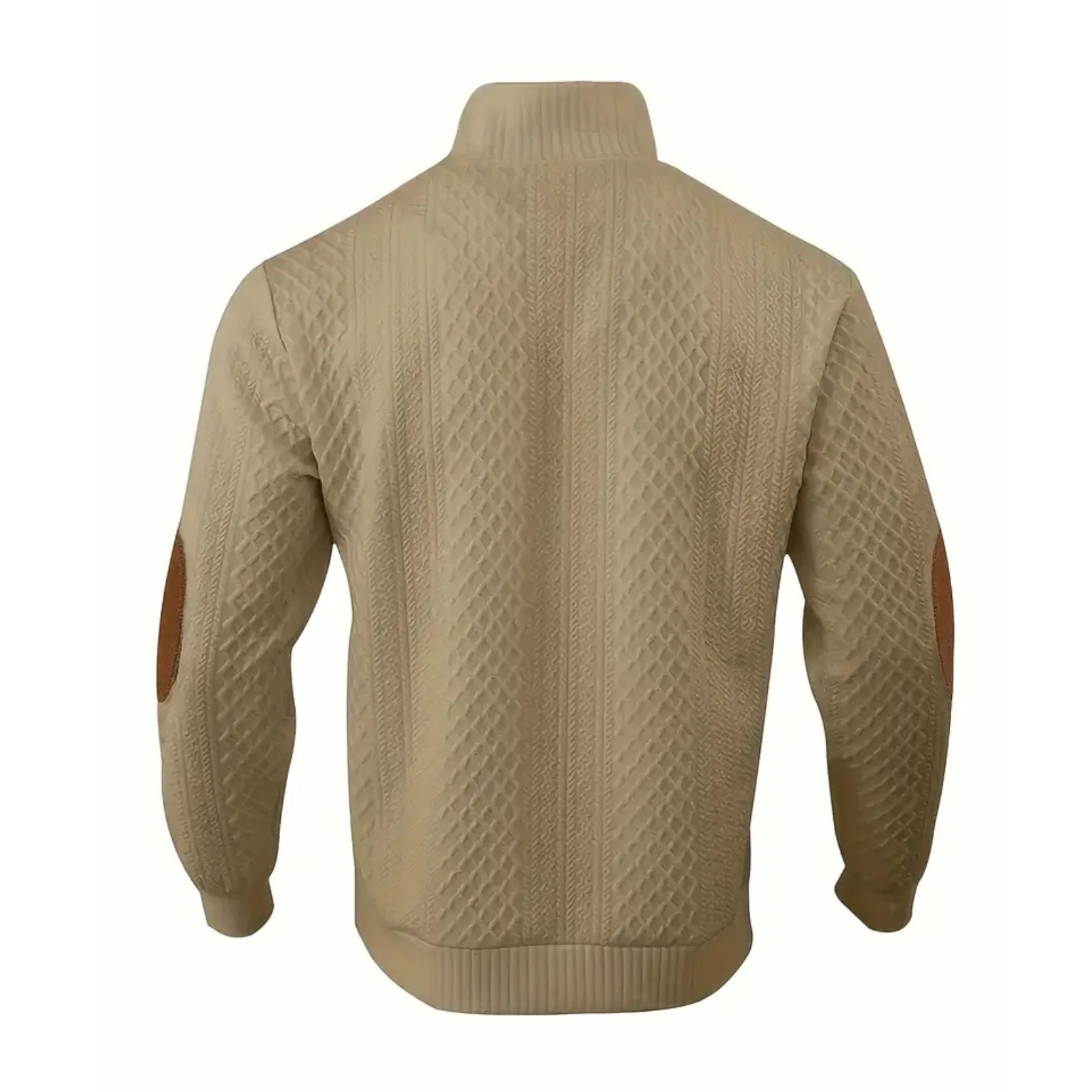 Textured Henley Long Sleeve Button Up Sweater With Stand Collar For Men