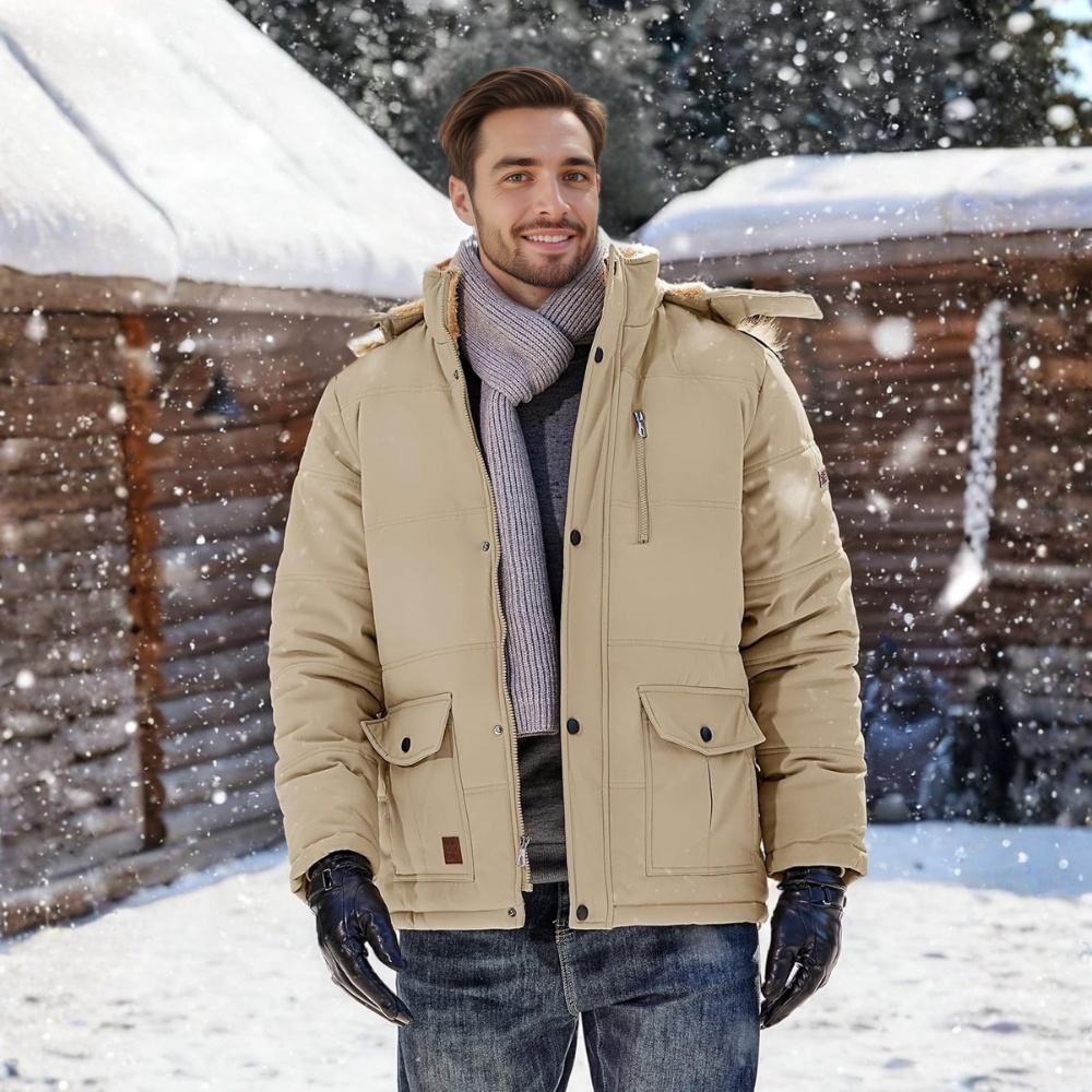 Men's Winter Jacket with Hood Water Repellent Windproof Thicken Parka Winter Coat